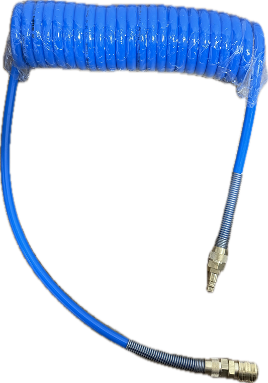 Spirálová hadice na kompresor – PU, 10 metrů, s rychlospojkami